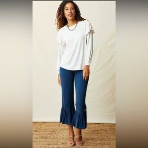 Matilda Jane Enchanted Garden Women's Big Ruffle Pants Teal Blue Size Medium